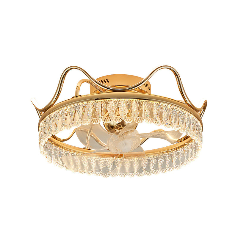 7-Blade LED Golden Ceiling Fan Contemporary Fan with Light for Bedroom