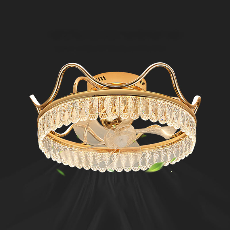 7-Blade LED Golden Ceiling Fan Contemporary Fan with Light for Bedroom