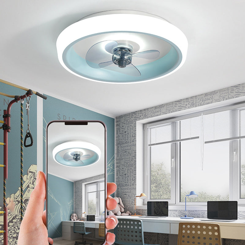 Polish Finish Fan with Light Modernism 3-Blade LED Ceiling Fan for Foyer