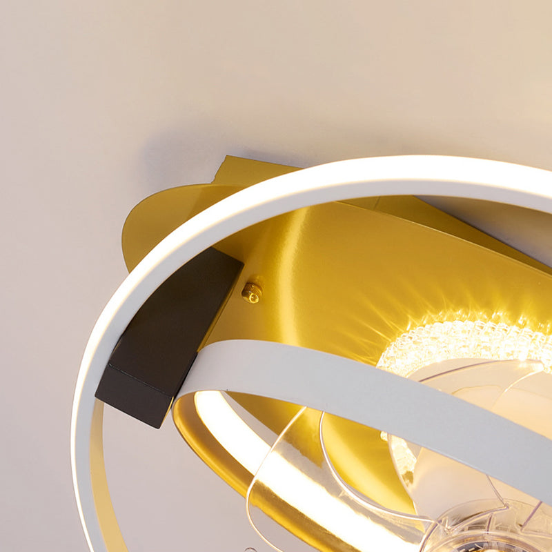 Polish Finish Fan with Light Contemporary 7-Blade LED Ceiling Fan for Foyer