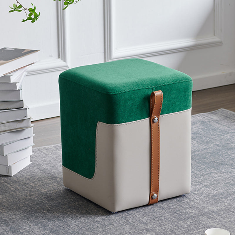 Colorblock Flannel Pouf Modern Simple Square Upholstered Ottoman