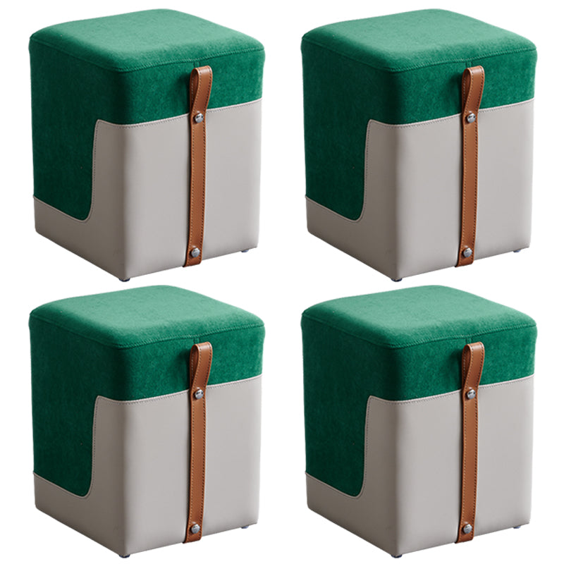 Colorblock Flannel Pouf Modern Simple Square Upholstered Ottoman