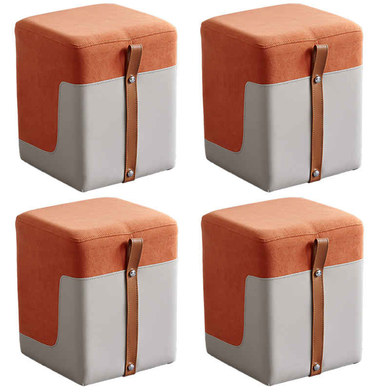 Colorblock Flannel Pouf Modern Simple Square Upholstered Ottoman