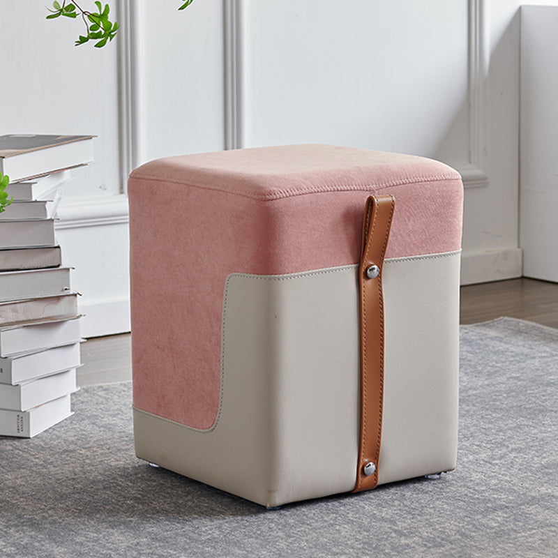 Colorblock Flannel Pouf Modern Simple Square Upholstered Ottoman