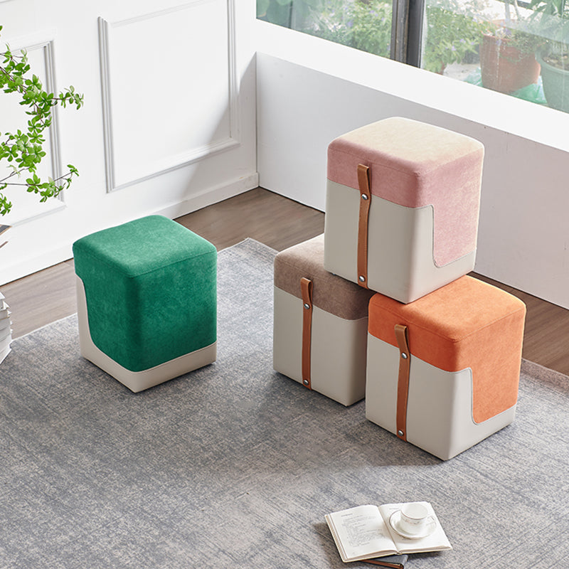 Colorblock Flannel Pouf Modern Simple Square Upholstered Ottoman