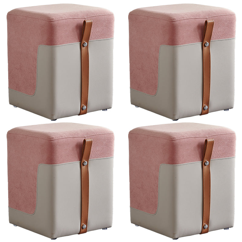 Colorblock Flannel Pouf Modern Simple Square Upholstered Ottoman