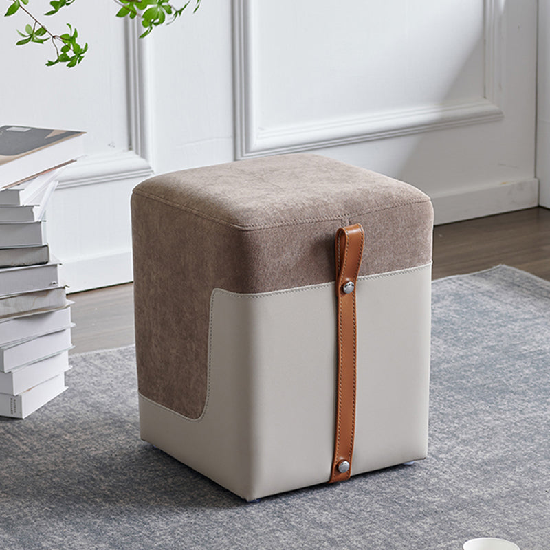 Colorblock Flannel Pouf Modern Simple Square Upholstered Ottoman