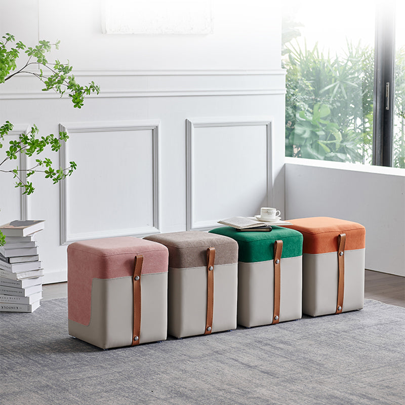 Colorblock Flannel Pouf Modern Simple Square Upholstered Ottoman