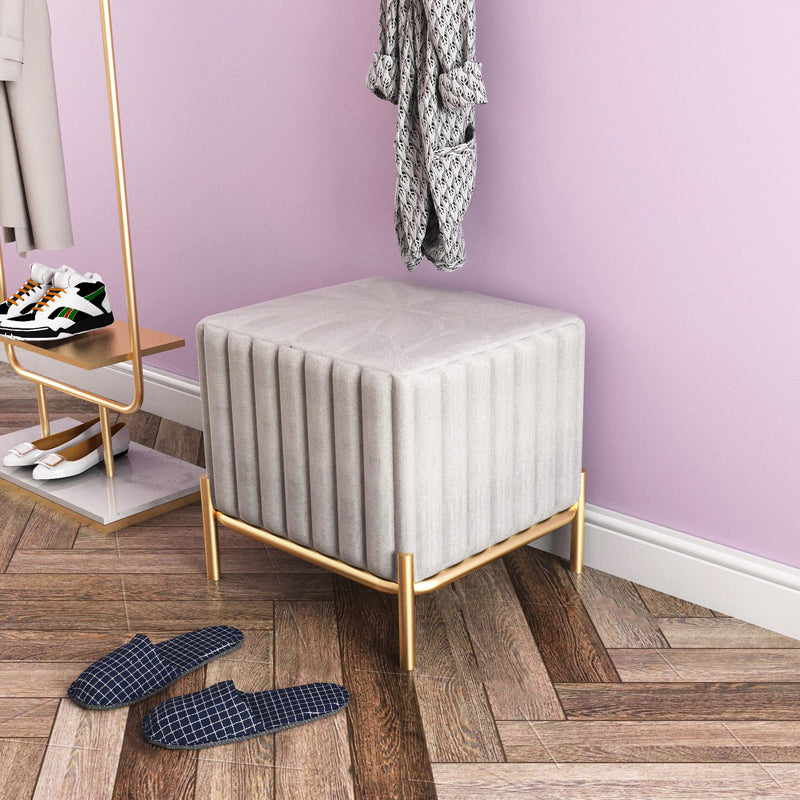 Solid Color Flannel Standard Stool Modern Simple Square Upholstered Ottoman