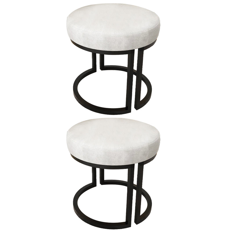 Solid Color Flannel Standard Stool Modern Style Simple Round Footstool