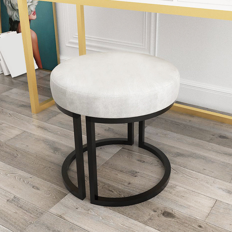 Solid Color Flannel Standard Stool Modern Style Simple Round Footstool