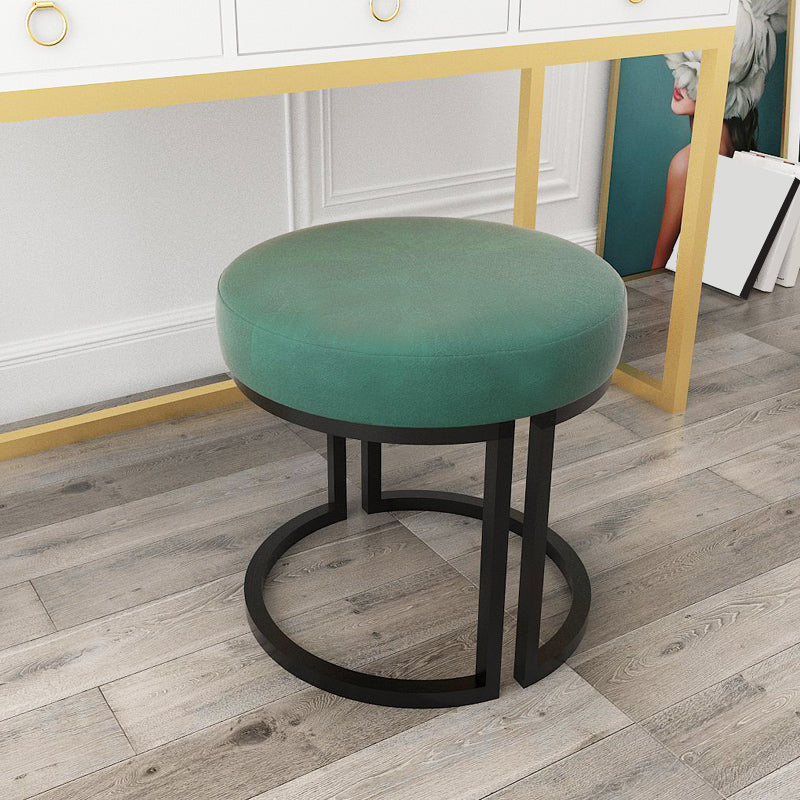 Solid Color Flannel Standard Stool Modern Style Simple Round Footstool