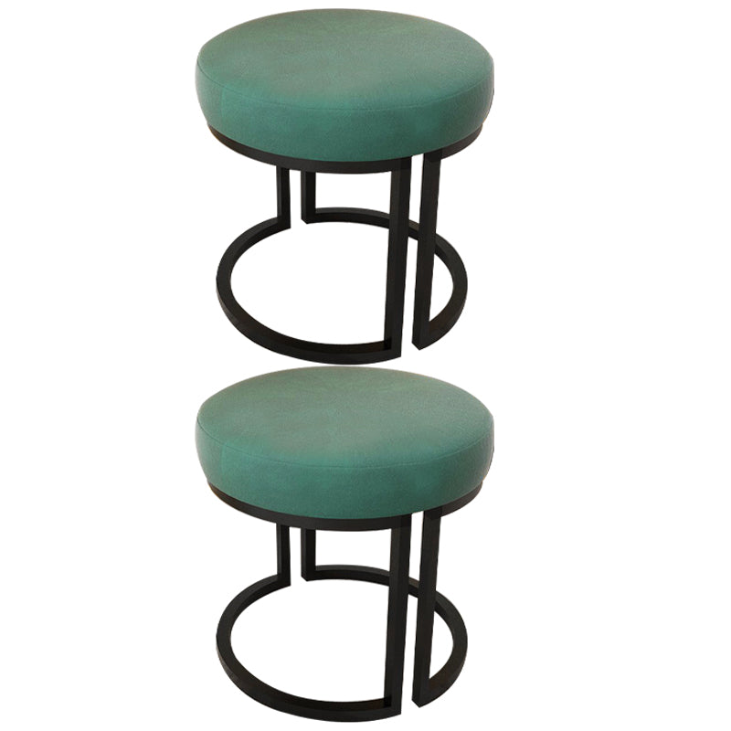 Solid Color Flannel Standard Stool Modern Style Simple Round Footstool