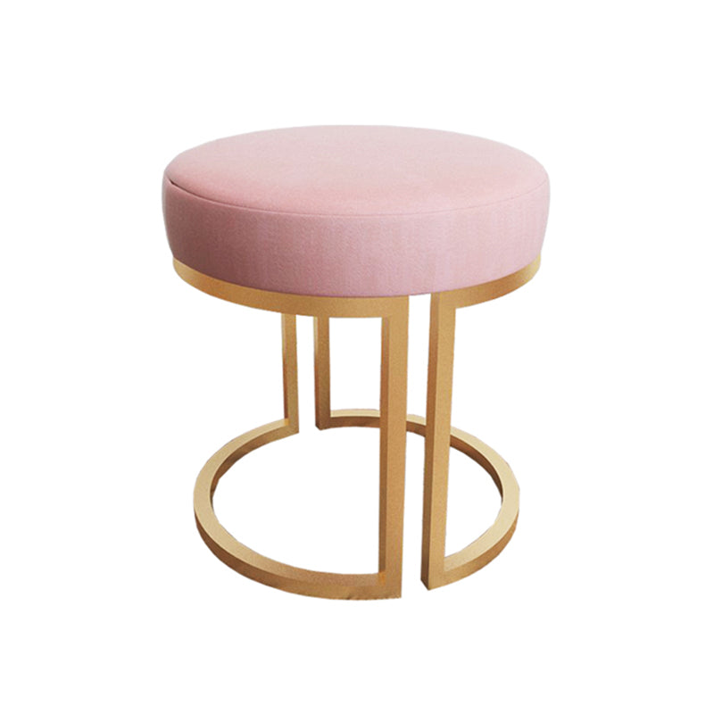 Solid Color Flannel Standard Stool Modern Style Simple Round Footstool