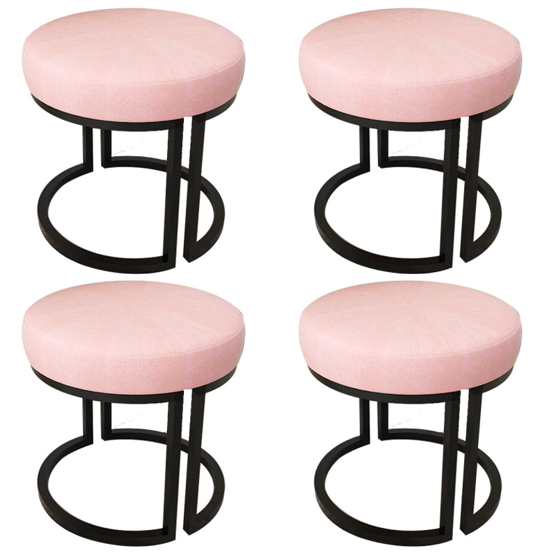 Solid Color Flannel Standard Stool Modern Style Simple Round Footstool