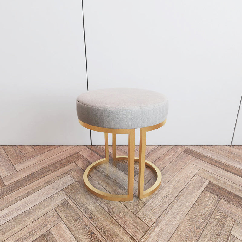 Solid Color Flannel Standard Stool Modern Style Simple Round Footstool