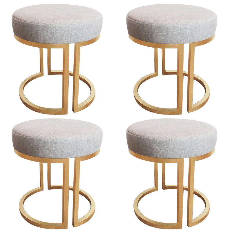 Solid Color Flannel Standard Stool Modern Style Simple Round Footstool