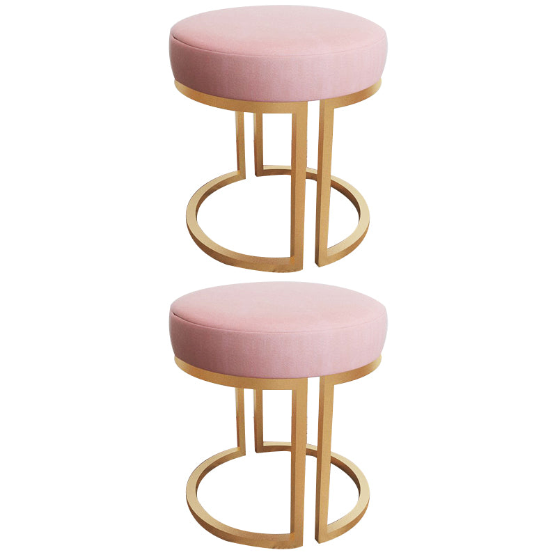 Solid Color Flannel Standard Stool Modern Style Simple Round Footstool