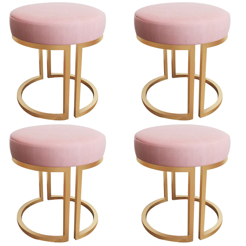 Solid Color Flannel Standard Stool Modern Style Simple Round Footstool