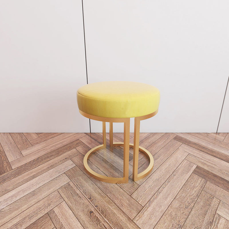 Solid Color Flannel Standard Stool Modern Style Simple Round Footstool