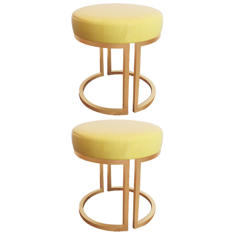 Solid Color Flannel Standard Stool Modern Style Simple Round Footstool