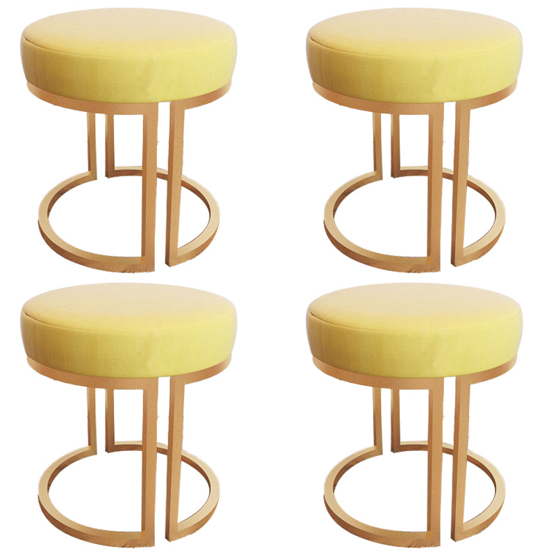 Solid Color Flannel Standard Stool Modern Style Simple Round Footstool
