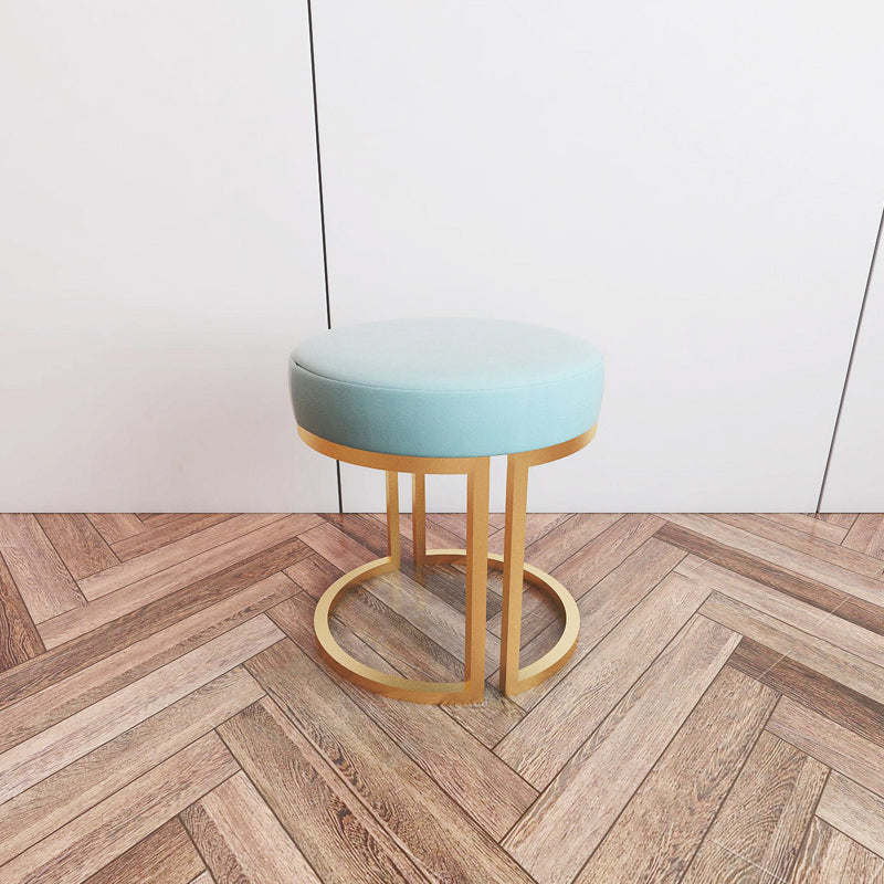 Solid Color Flannel Standard Stool Modern Style Simple Round Footstool
