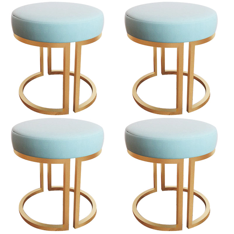 Solid Color Flannel Standard Stool Modern Style Simple Round Footstool