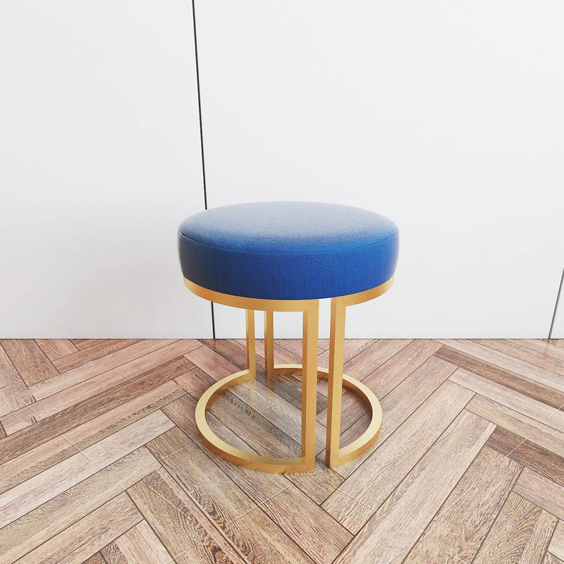 Solid Color Flannel Standard Stool Modern Style Simple Round Footstool