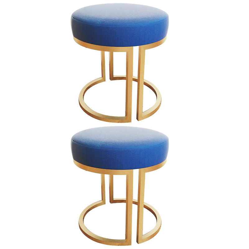 Solid Color Flannel Standard Stool Modern Style Simple Round Footstool