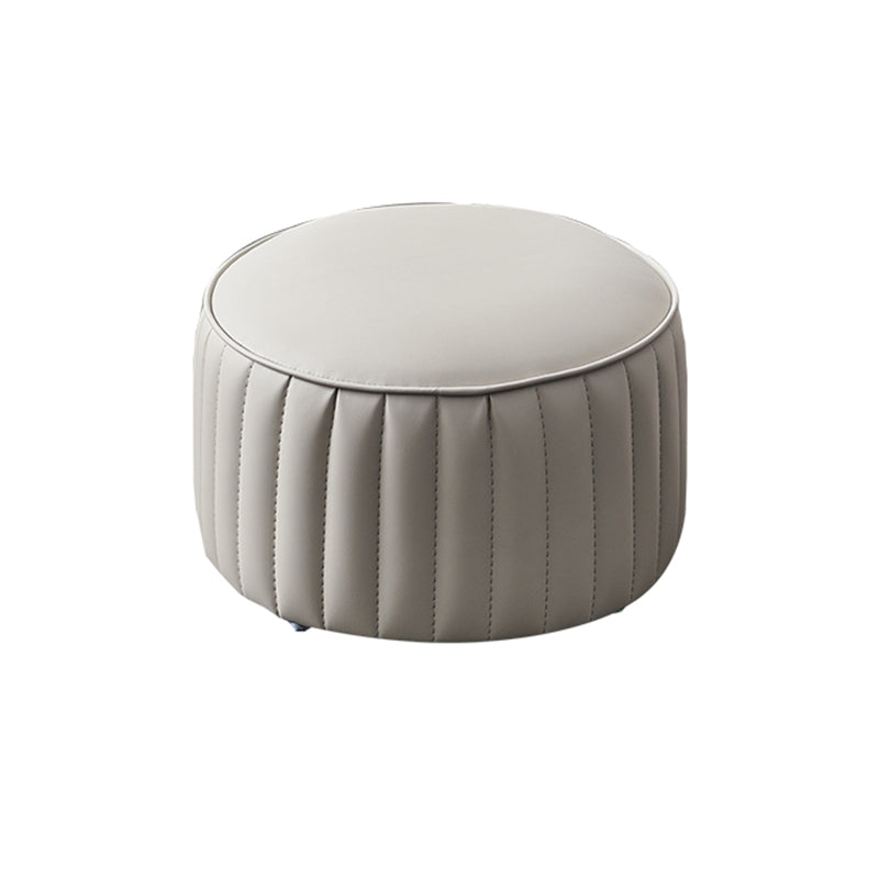 Solid Color Leather Pouf Modern Simple Round Upholstered Footstool
