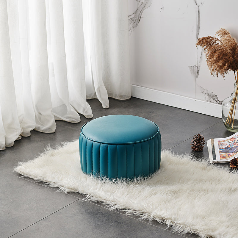 Solid Color Leather Pouf Modern Simple Round Upholstered Footstool
