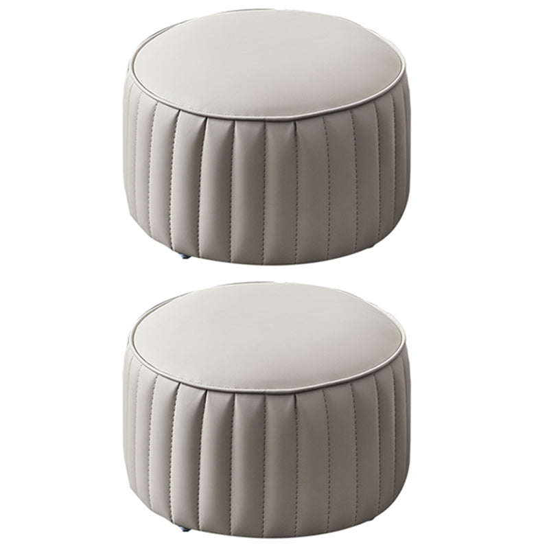 Solid Color Leather Pouf Modern Simple Round Upholstered Footstool