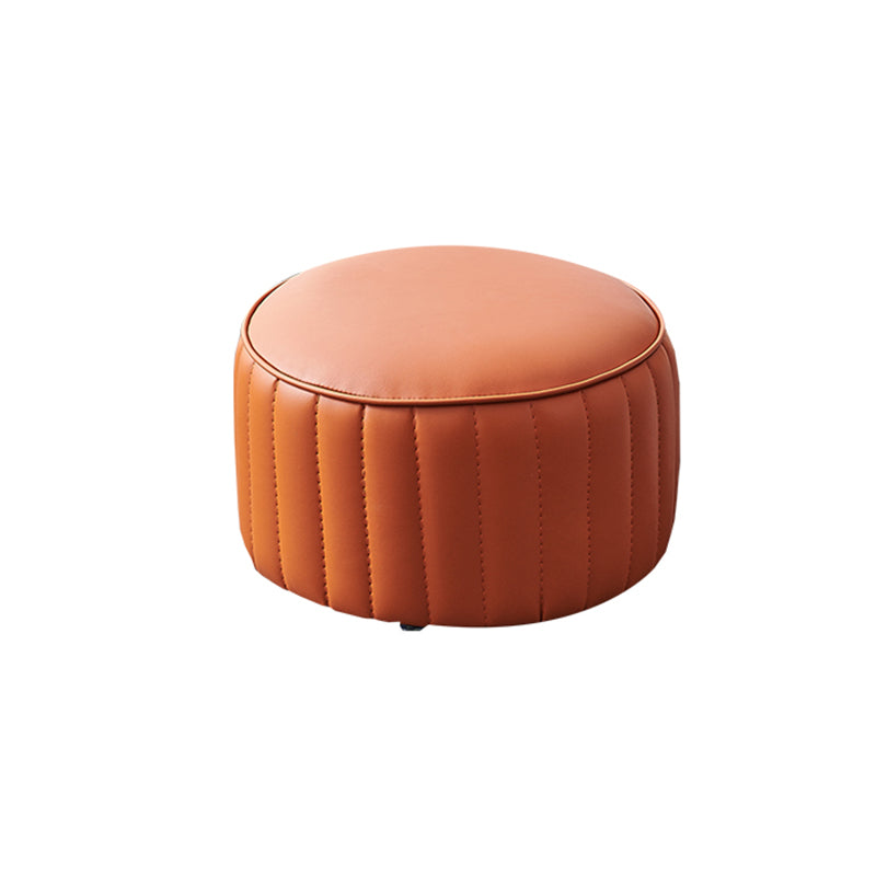 Solid Color Leather Pouf Modern Simple Round Upholstered Footstool