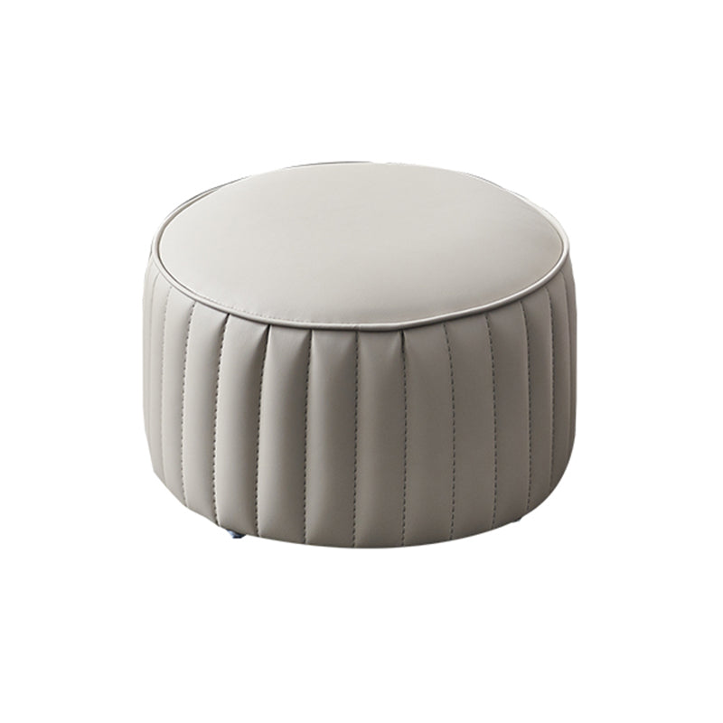 Solid Color Leather Pouf Modern Simple Round Upholstered Footstool