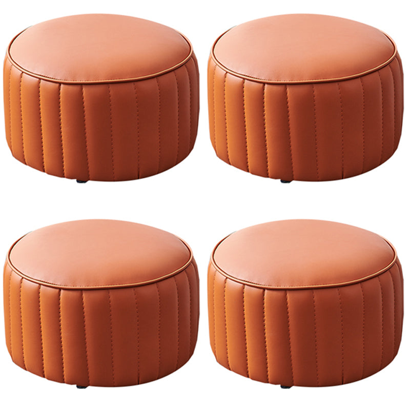 Solid Color Leather Pouf Modern Simple Round Upholstered Footstool