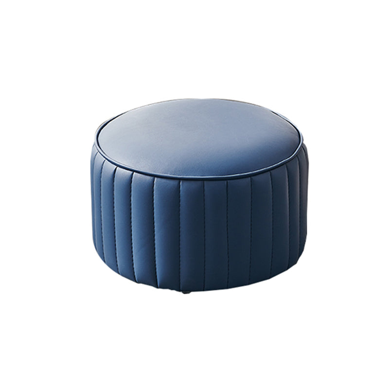 Solid Color Leather Pouf Modern Simple Round Upholstered Footstool