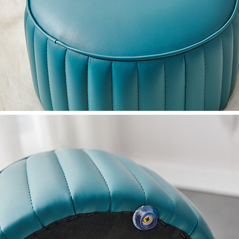 Solid Color Leather Pouf Modern Simple Round Upholstered Footstool