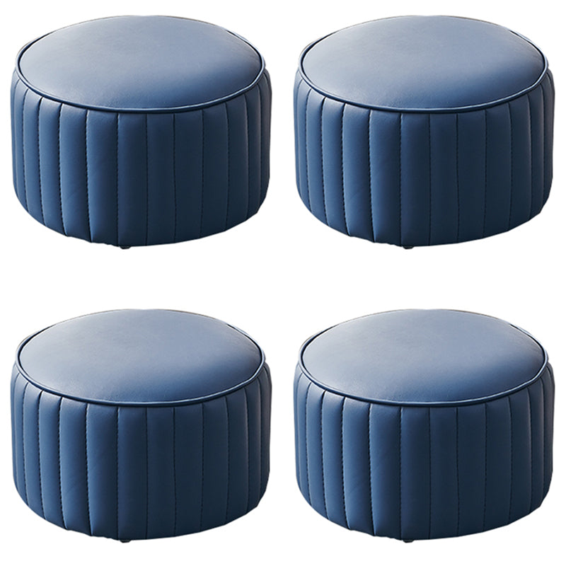 Solid Color Leather Pouf Modern Simple Round Upholstered Footstool