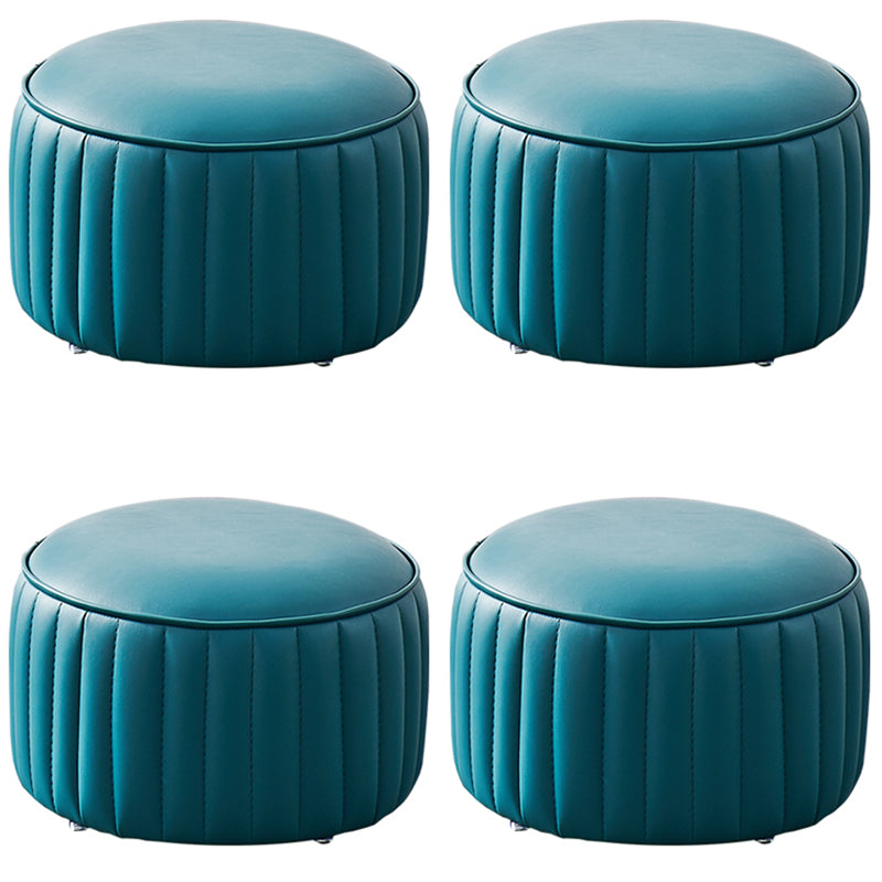 Solid Color Leather Pouf Modern Simple Round Upholstered Footstool