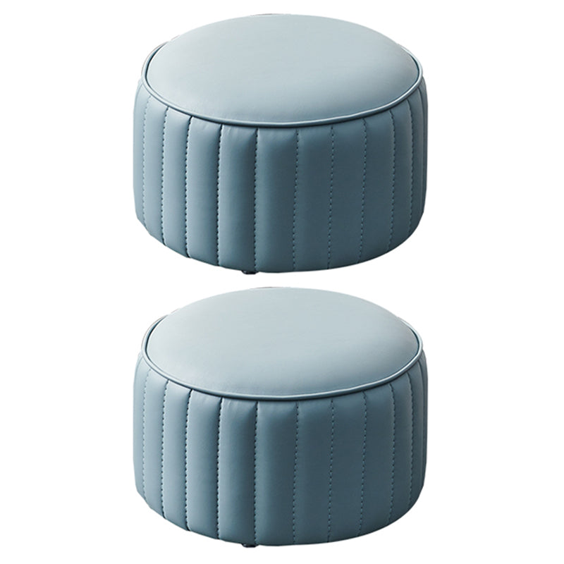 Solid Color Leather Pouf Modern Simple Round Upholstered Footstool