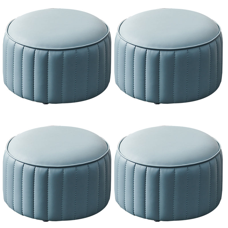 Solid Color Leather Pouf Modern Simple Round Upholstered Footstool