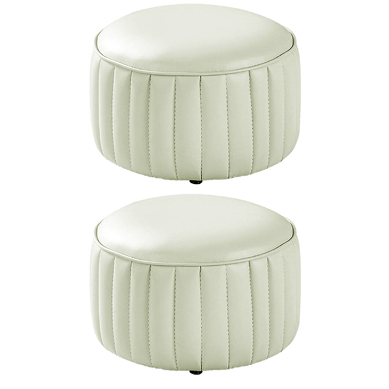 Solid Color Leather Pouf Modern Simple Round Upholstered Footstool