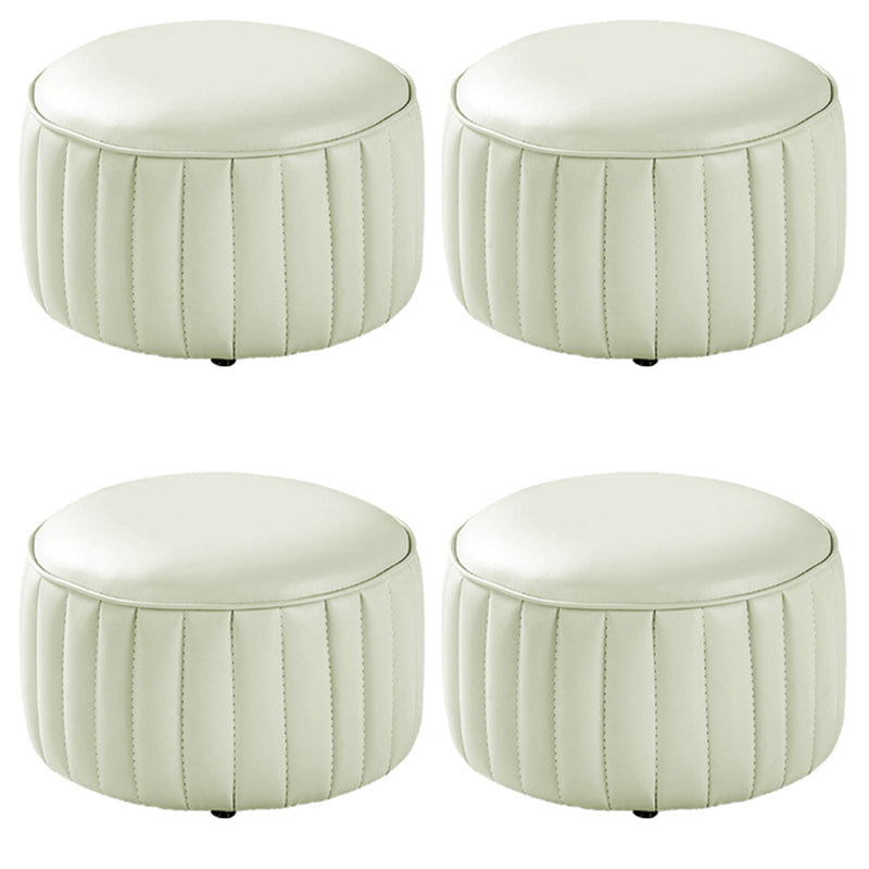 Solid Color Leather Pouf Modern Simple Round Upholstered Footstool