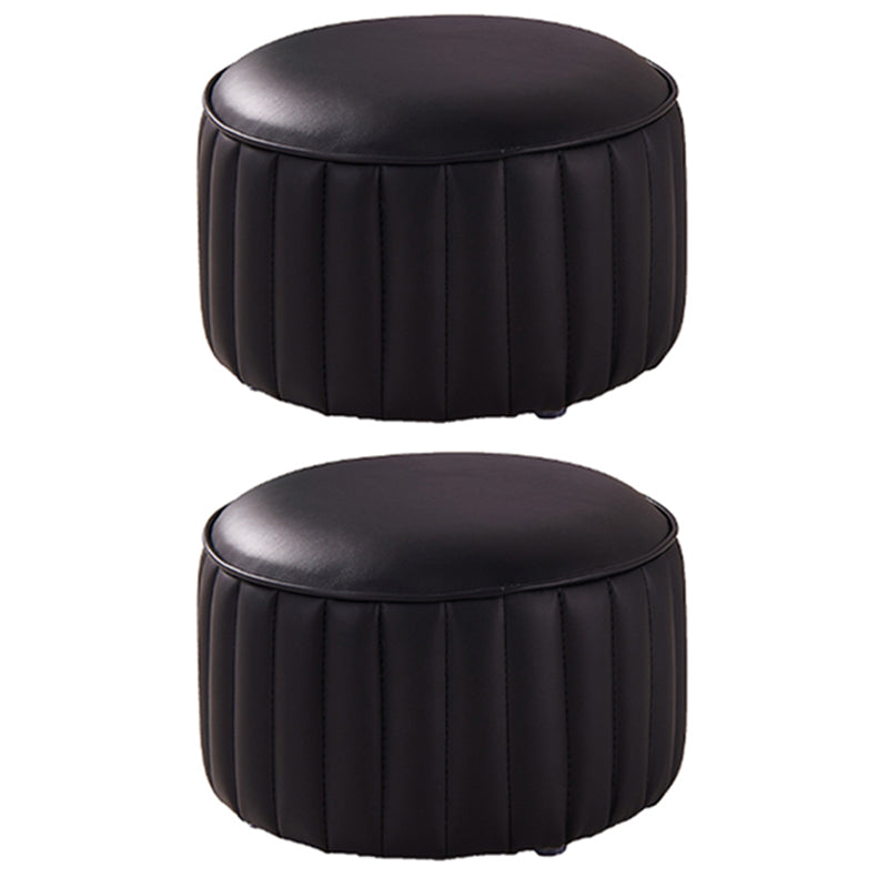 Solid Color Leather Pouf Modern Simple Round Upholstered Footstool