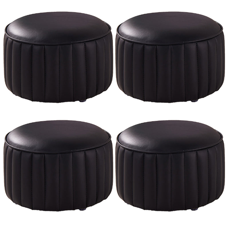 Solid Color Leather Pouf Modern Simple Round Upholstered Footstool