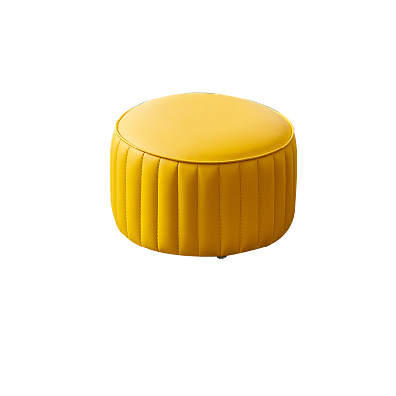 Solid Color Leather Pouf Modern Simple Round Upholstered Footstool