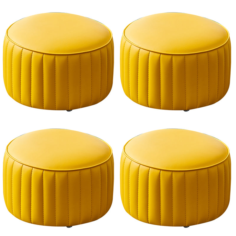 Solid Color Leather Pouf Modern Simple Round Upholstered Footstool