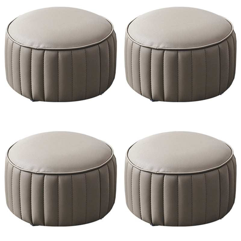 Solid Color Leather Pouf Modern Simple Round Upholstered Footstool