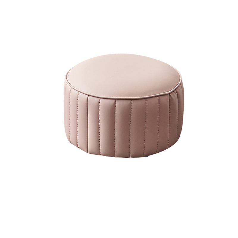 Solid Color Leather Pouf Modern Simple Round Upholstered Footstool